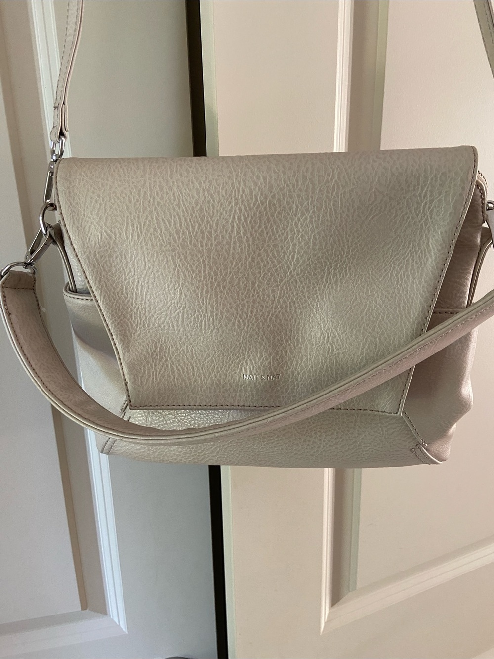 Matt & Nat Light Cream Vegan Leather Convertible Shoulder Bag
